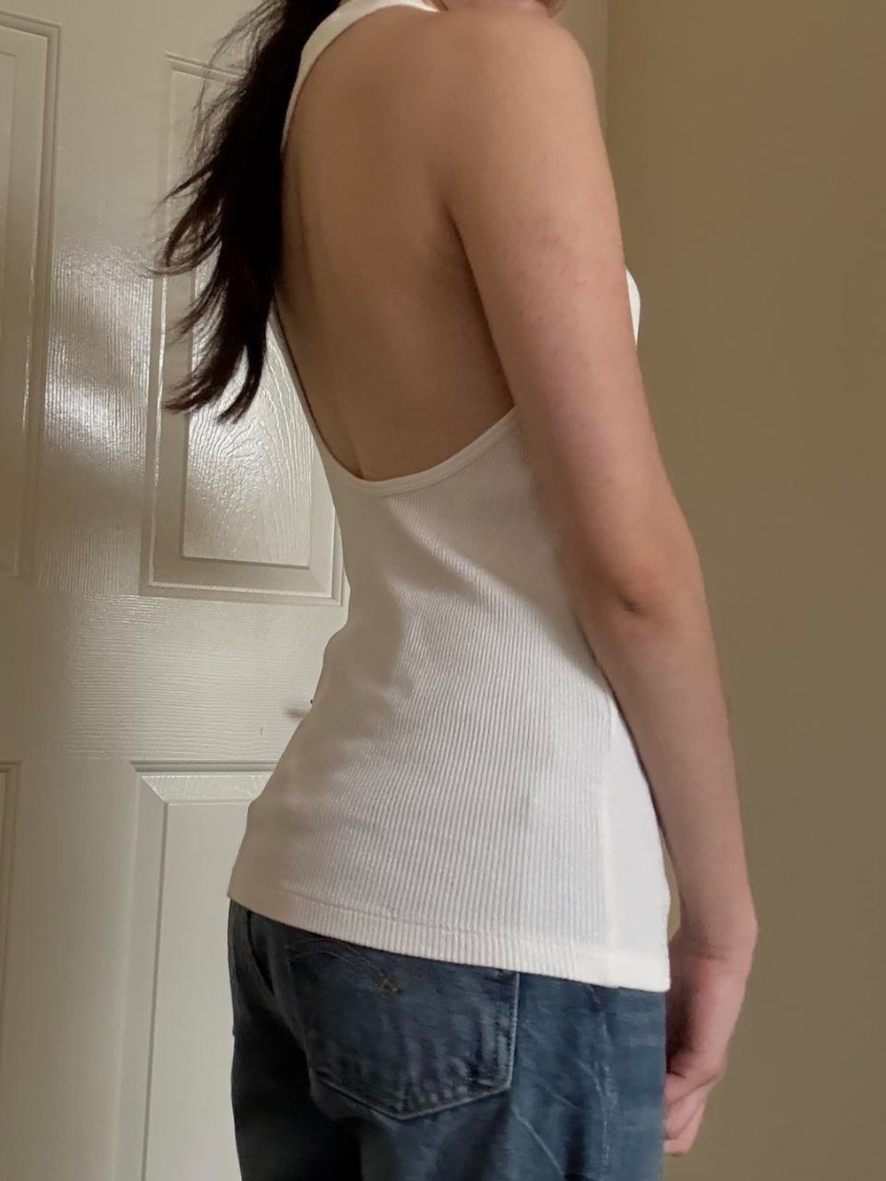 H&M off white Ribbed Racerback Tank - Picture 2 of 7